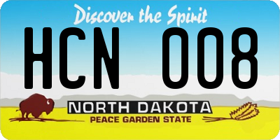 ND license plate HCN008