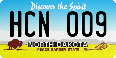 ND license plate HCN009
