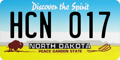 ND license plate HCN017