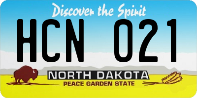 ND license plate HCN021