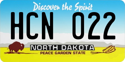 ND license plate HCN022