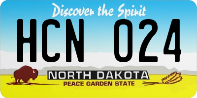 ND license plate HCN024
