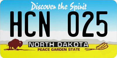 ND license plate HCN025