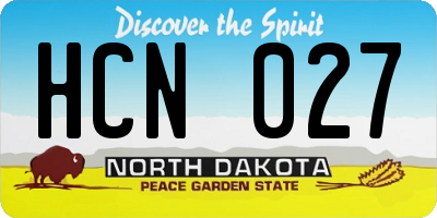 ND license plate HCN027