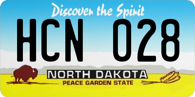ND license plate HCN028