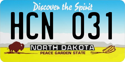 ND license plate HCN031