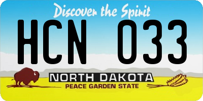 ND license plate HCN033