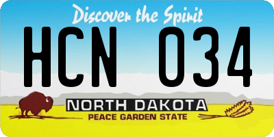 ND license plate HCN034