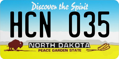 ND license plate HCN035