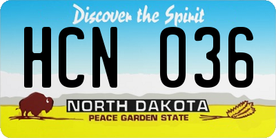 ND license plate HCN036