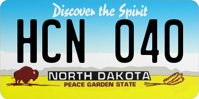 ND license plate HCN040