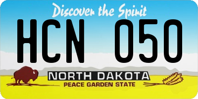 ND license plate HCN050
