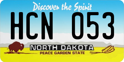 ND license plate HCN053