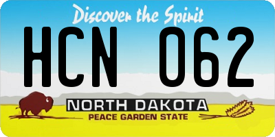 ND license plate HCN062