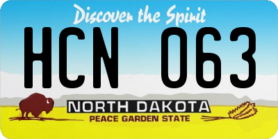 ND license plate HCN063