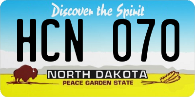 ND license plate HCN070