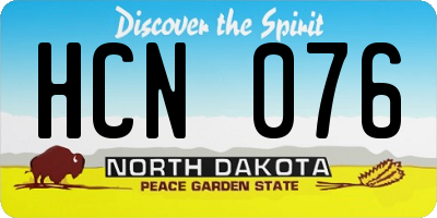 ND license plate HCN076