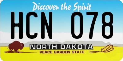 ND license plate HCN078