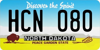 ND license plate HCN080