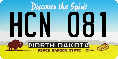 ND license plate HCN081