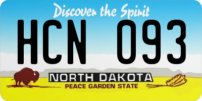 ND license plate HCN093