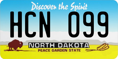 ND license plate HCN099