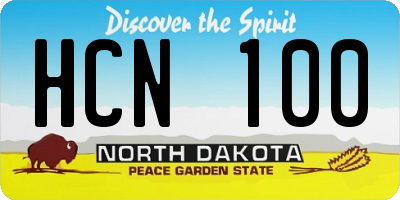 ND license plate HCN100