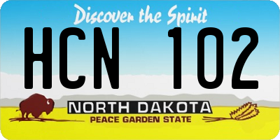 ND license plate HCN102