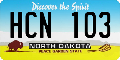 ND license plate HCN103