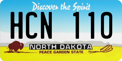 ND license plate HCN110