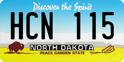 ND license plate HCN115