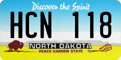 ND license plate HCN118