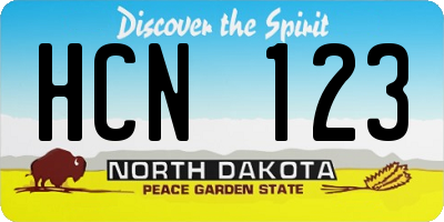 ND license plate HCN123