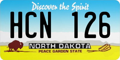 ND license plate HCN126