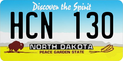 ND license plate HCN130