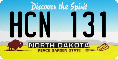 ND license plate HCN131