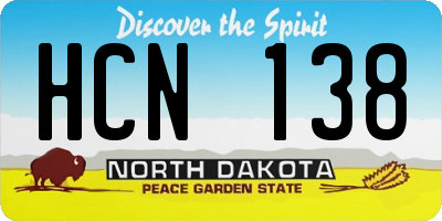 ND license plate HCN138