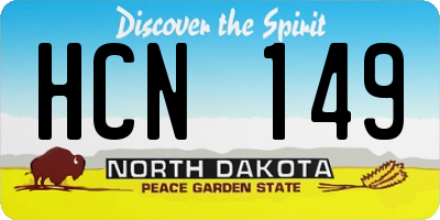 ND license plate HCN149