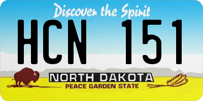 ND license plate HCN151