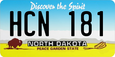 ND license plate HCN181