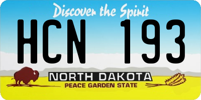 ND license plate HCN193
