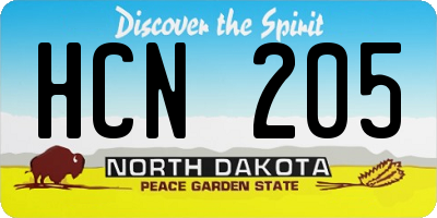 ND license plate HCN205