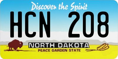 ND license plate HCN208