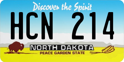 ND license plate HCN214