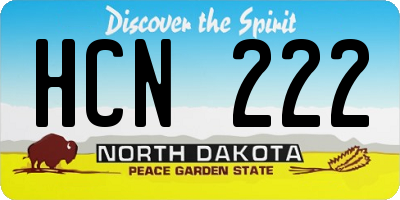 ND license plate HCN222