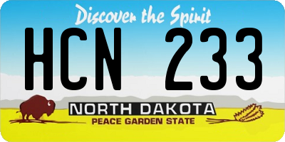 ND license plate HCN233