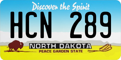 ND license plate HCN289