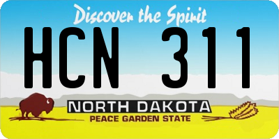 ND license plate HCN311