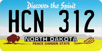 ND license plate HCN312