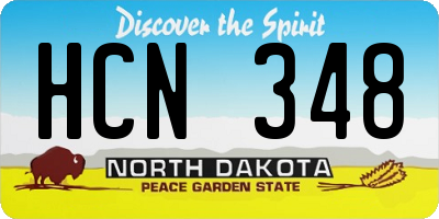 ND license plate HCN348